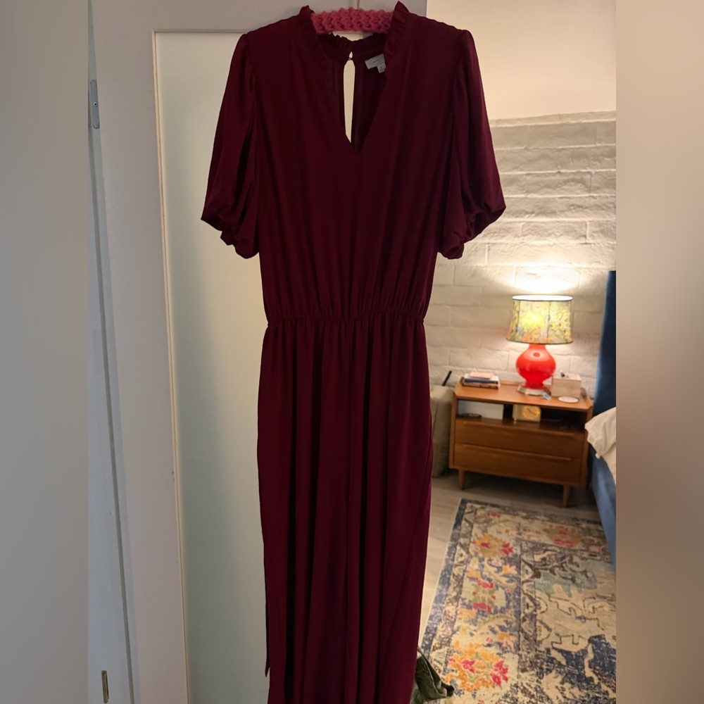 Mud Pie Wine Red romper with Keyhole back
